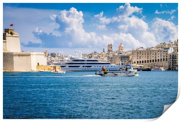 Valletta Grand Harbour Print by Christopher Kelly