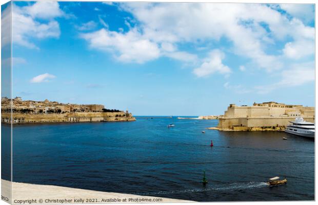 Grand Harbour Valletta Canvas Print by Christopher Kelly