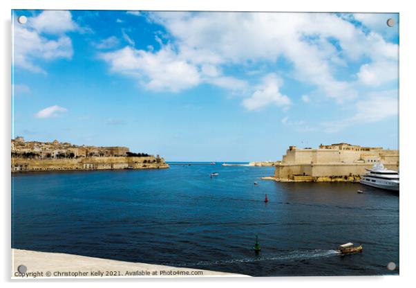 Grand Harbour Valletta Acrylic by Christopher Kelly
