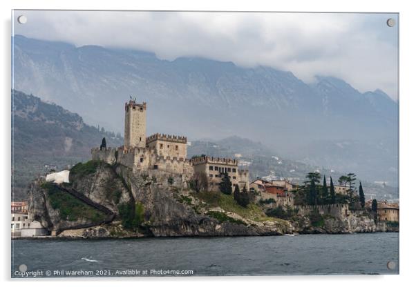 Castello Scaligero, Malcesine Acrylic by Phil Wareham