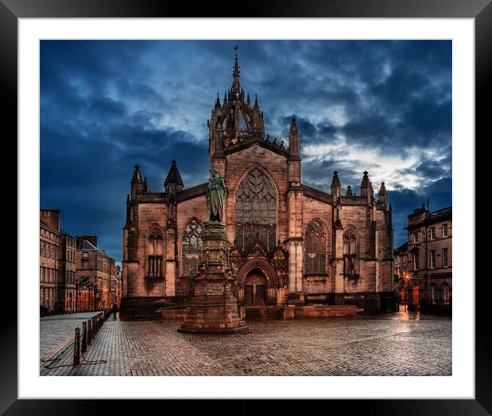 St Giles' Cathedral - Edinburgh Royal Mile Framed Mounted Print by John Frid