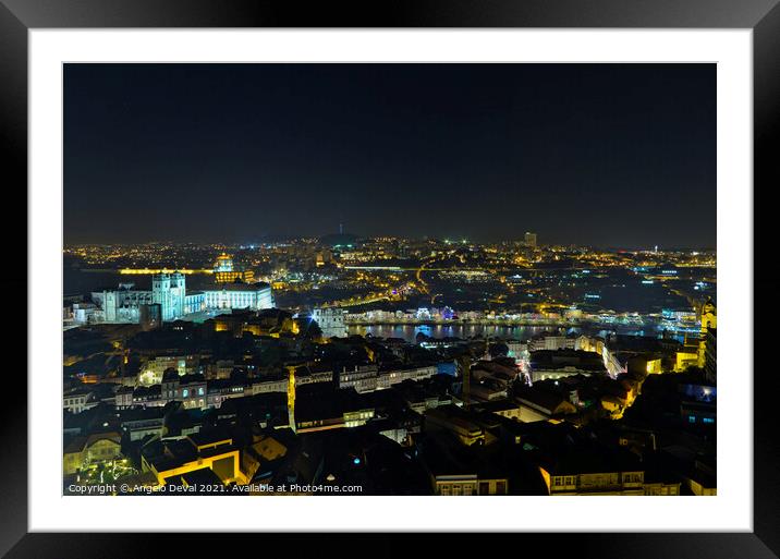 Torre dos Clerigos view over the city in Porto Framed Mounted Print by Angelo DeVal