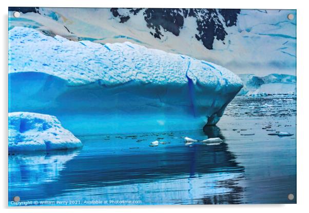 Blue Iceberg Glacier Snow Mountains Paradise Bay Antarctica Acrylic by William Perry