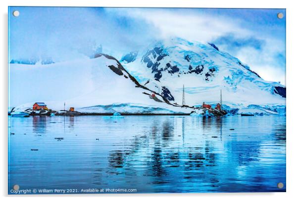 Argentine Station Blue Glacier Mountain Paradise Harbor Antarcti Acrylic by William Perry