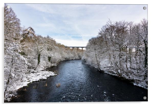 Pontcysyllte Aqueduct near Llangollen in Wales with snow Acrylic by Steve Heap