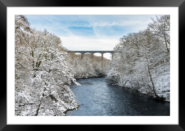 Pontcysyllte Aqueduct near Llangollen in Wales with snow Framed Mounted Print by Steve Heap
