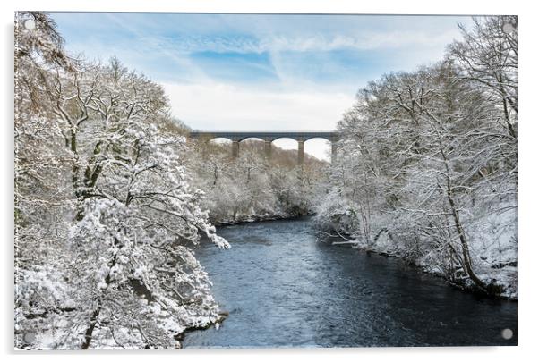 Pontcysyllte Aqueduct near Llangollen in Wales with snow Acrylic by Steve Heap