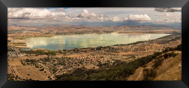 Panorama of Lake Elsinore in California Framed Print by Steve Heap