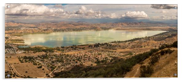 Panorama of Lake Elsinore in California Acrylic by Steve Heap