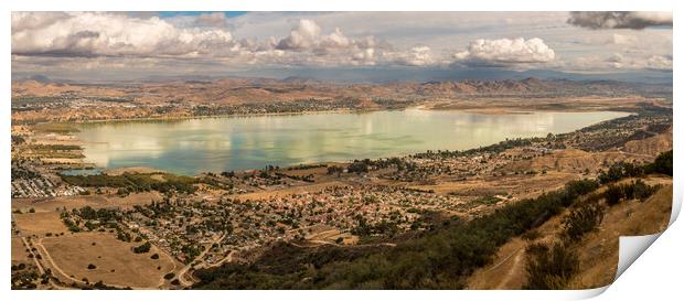 Panorama of Lake Elsinore in California Print by Steve Heap