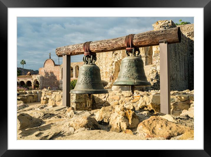 Ruins of old church in San Juan Capistrano mission Framed Mounted Print by Steve Heap