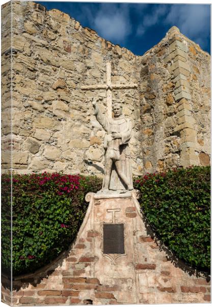 Statue of Junipero Serra in San Juan Capistrano mission Canvas Print by Steve Heap