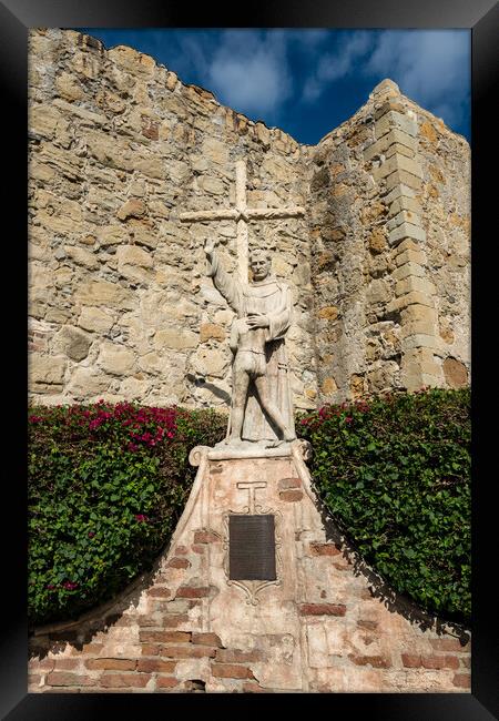 Statue of Junipero Serra in San Juan Capistrano mission Framed Print by Steve Heap