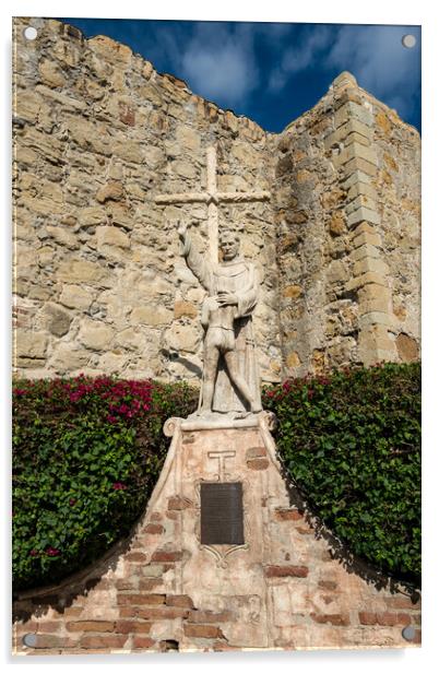 Statue of Junipero Serra in San Juan Capistrano mission Acrylic by Steve Heap