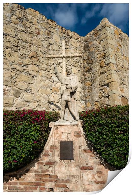 Statue of Junipero Serra in San Juan Capistrano mission Print by Steve Heap