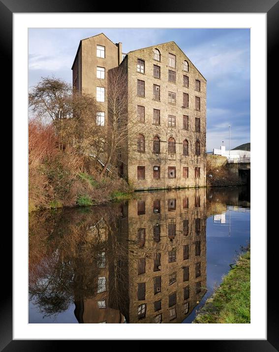 Building reflections in the Huddersfield canal Framed Mounted Print by Roy Hinchliffe
