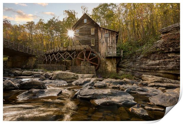 Babcock grist mill in West Virginia Print by Steve Heap
