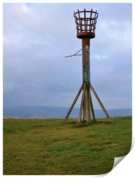 Hilltop Fire cage Huddersfield Print by Roy Hinchliffe