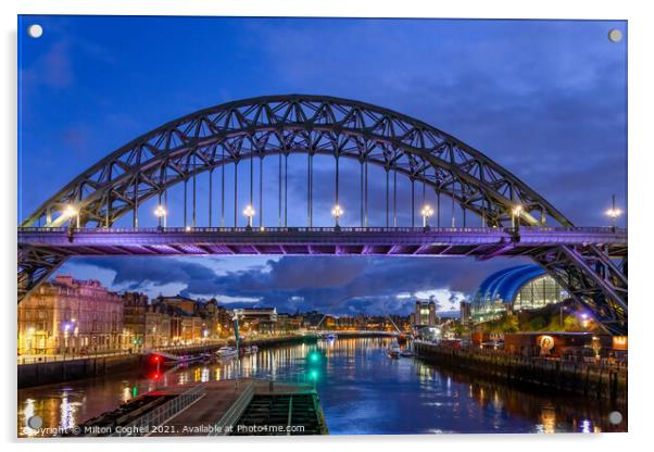 Tyne Bridge and the River Tyne Acrylic by Milton Cogheil