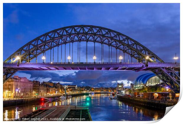Tyne Bridge and the River Tyne Print by Milton Cogheil