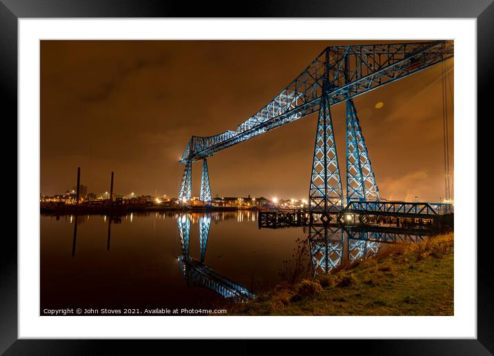 Transporter Bridge at Night Framed Mounted Print by John Stoves