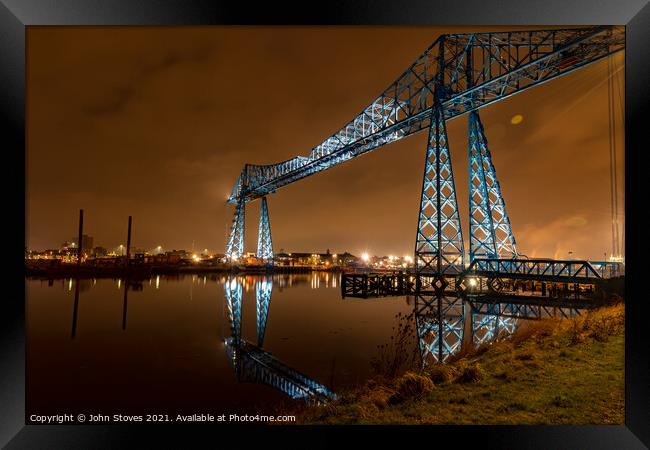 Transporter Bridge at Night Framed Print by John Stoves