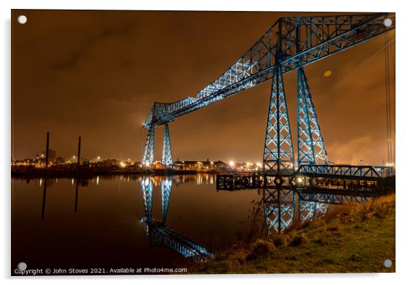 Transporter Bridge at Night Acrylic by John Stoves