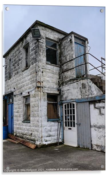 Dilapidated Guard House, Newlyn, Cornwall, England Acrylic by Rika Hodgson