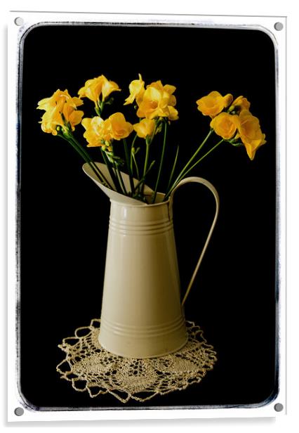 Daffodils in a water jug Acrylic by Brian Pierce