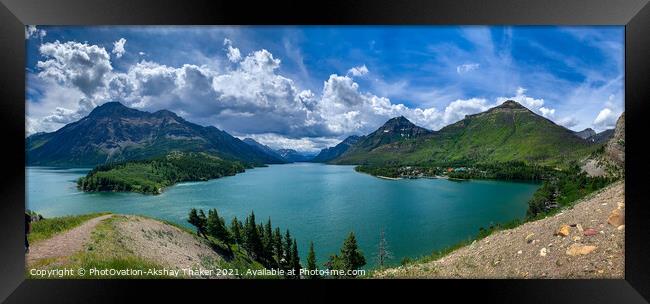 Panoramic view Waterton lake Alberta, Canada Framed Print by PhotOvation-Akshay Thaker