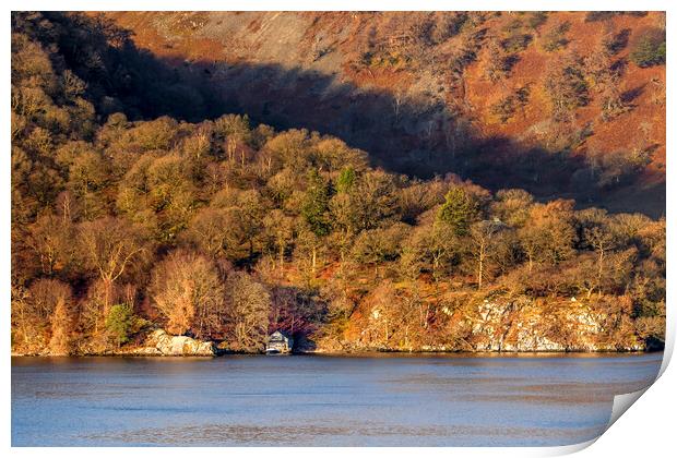 Ullswater boathouse Print by Kevin Elias