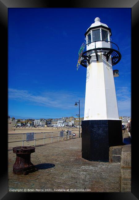 Smeaton's Pier and Lighthouse, St Ives Framed Print by Brian Pierce