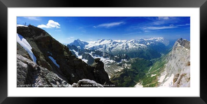 Valley view at Mount Titlis located in Central Switzerland Framed Mounted Print by PhotOvation-Akshay Thaker
