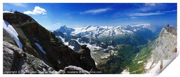 Valley view at Mount Titlis located in Central Switzerland Print by PhotOvation-Akshay Thaker