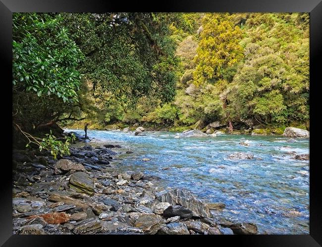 Haast River, South Island, New Zealand Framed Print by Steven Ralser