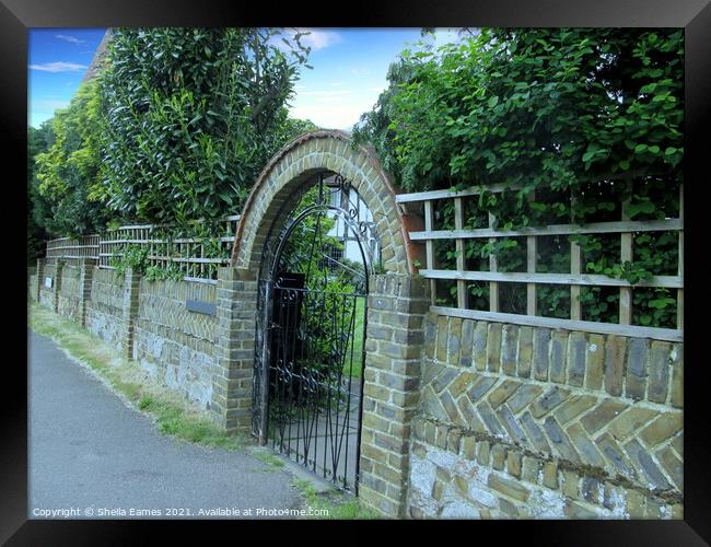 The Gate in the Old Wall Framed Print by Sheila Eames