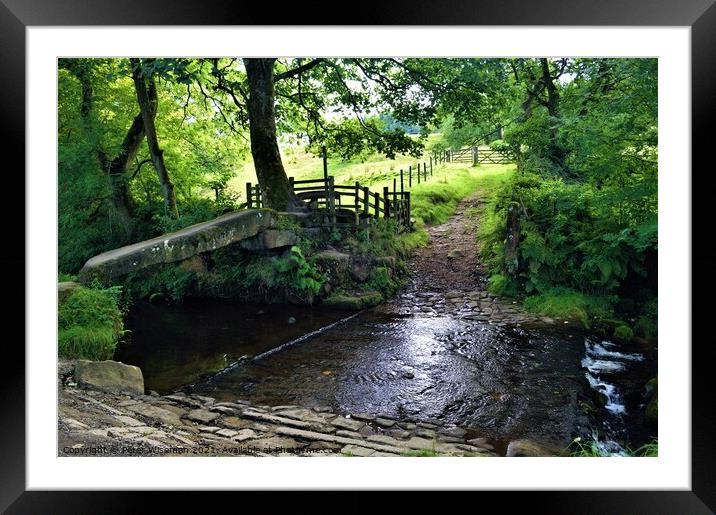 Clam bridge and ford, Wycoller Country Park Framed Mounted Print by Peter Wiseman