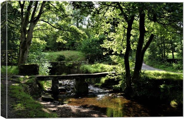 Clapper Bridge, Wycoller Country Park Canvas Print by Peter Wiseman