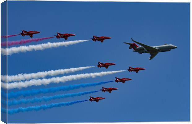 Sentinel R1 and The Red Arrows Canvas Print by J Biggadike