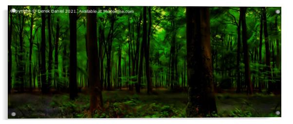 Dare you enter the Dark Green Forest (Digital Art) Acrylic by Derek Daniel