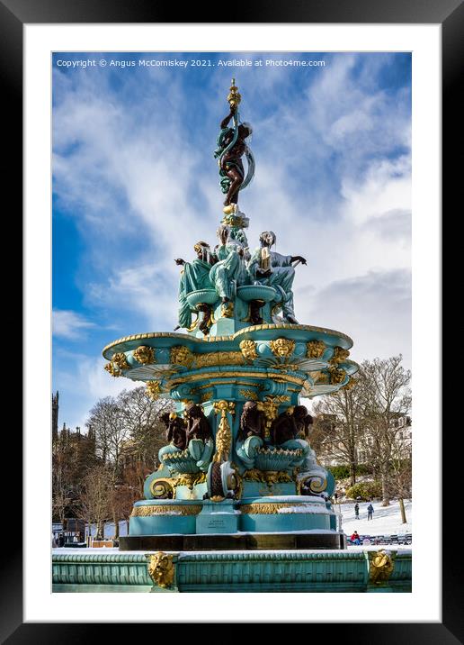 Frozen Ross Fountain in Princes Street Gardens Framed Mounted Print by Angus McComiskey