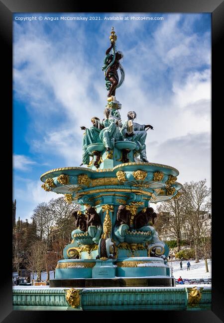 Frozen Ross Fountain in Princes Street Gardens Framed Print by Angus McComiskey