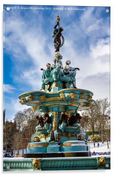 Frozen Ross Fountain in Princes Street Gardens Acrylic by Angus McComiskey