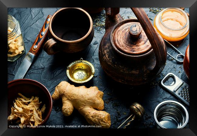 Healing tea with ginger Framed Print by Mykola Lunov Mykola