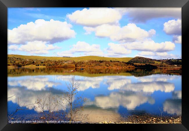 Countryside water reflections. Framed Print by john hill