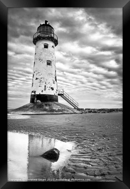 Talacre Lighthouse, North Wales - Black and White Framed Print by Christine Smart