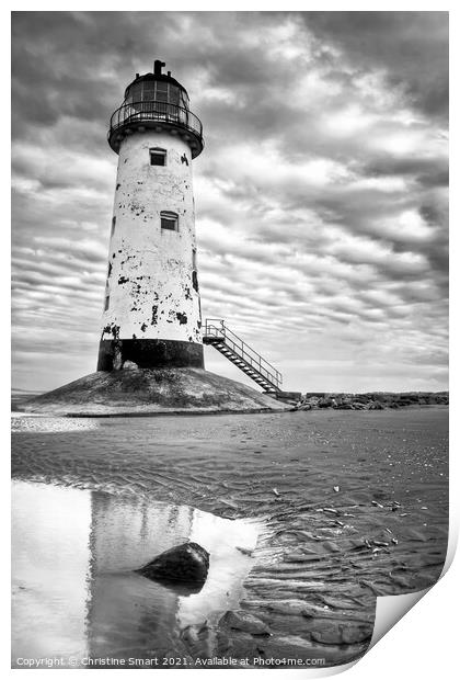 Talacre Lighthouse, North Wales - Black and White Print by Christine Smart