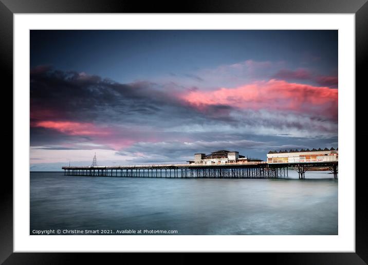 Sunset over Colwyn Bay Pier, North Wales Framed Mounted Print by Christine Smart