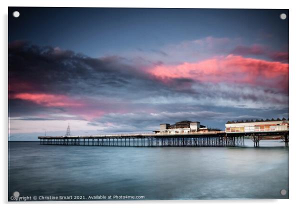 Sunset over Colwyn Bay Pier, North Wales Acrylic by Christine Smart