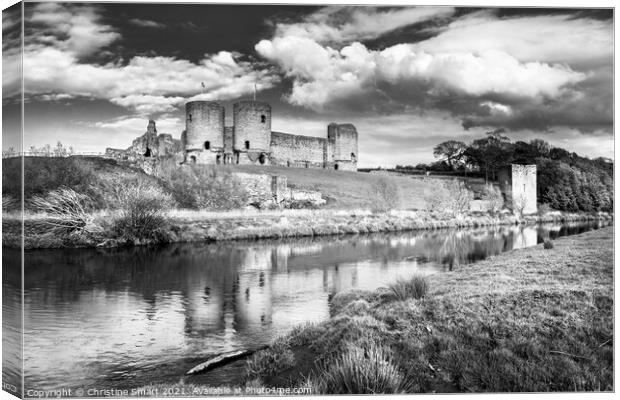 Rhuddlan Castle, North Wales - Black and White Canvas Print by Christine Smart